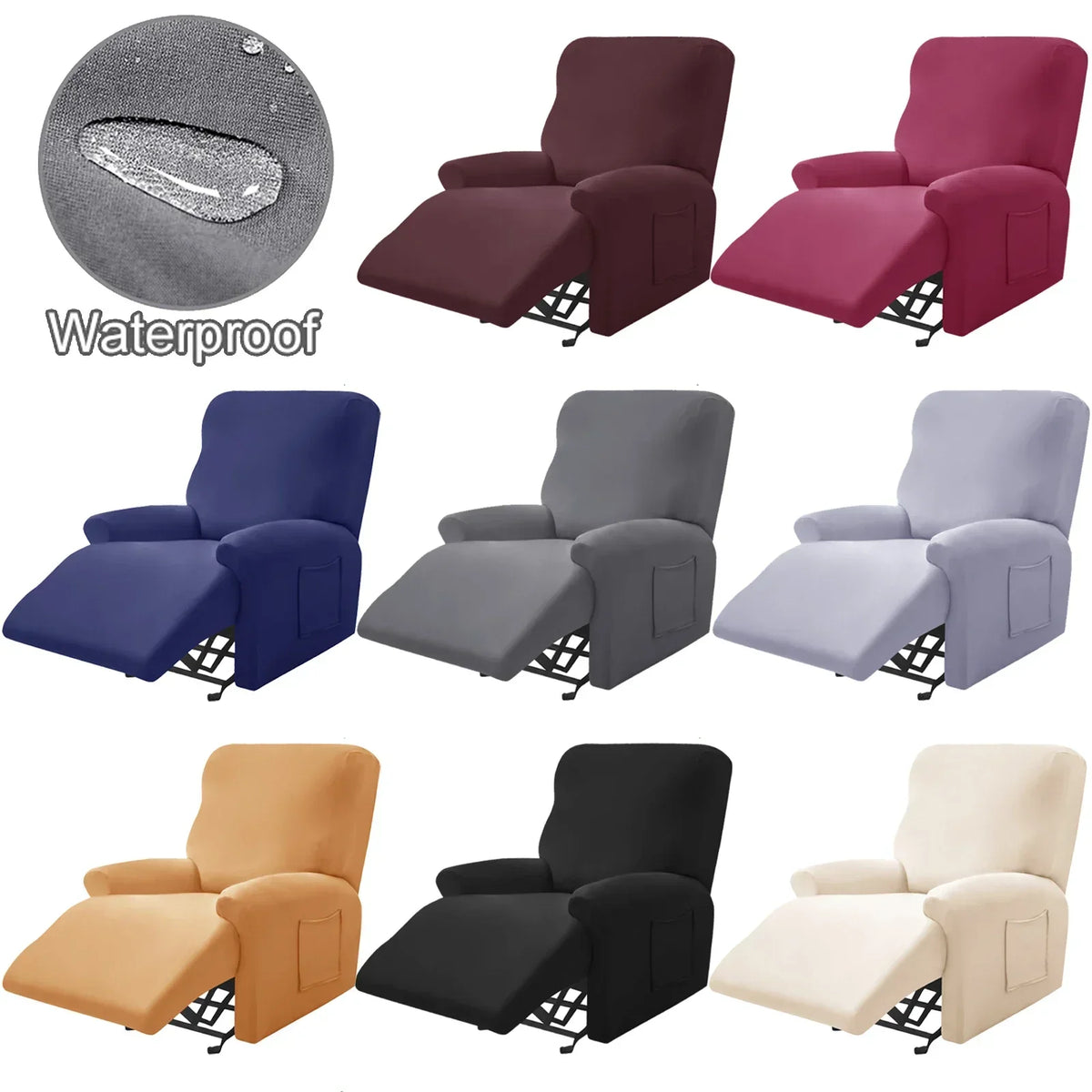 housse canapé inclinable imperméable antidérapante coton jacquard moderne poche gris bleumarineclair beige noir rose