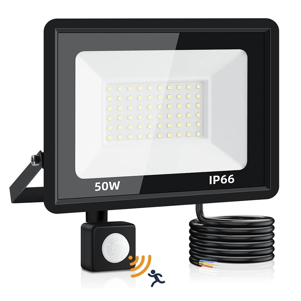projecteur led capteur mouvement extérieur 50w ip66 clips noir moderne 220v rotation 180 interrupteur