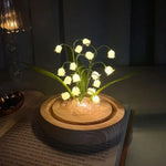 décoration chambre bouquet fleurs artificielles guirlande lumineuse base bois contemporaine saint valentin blanc vert