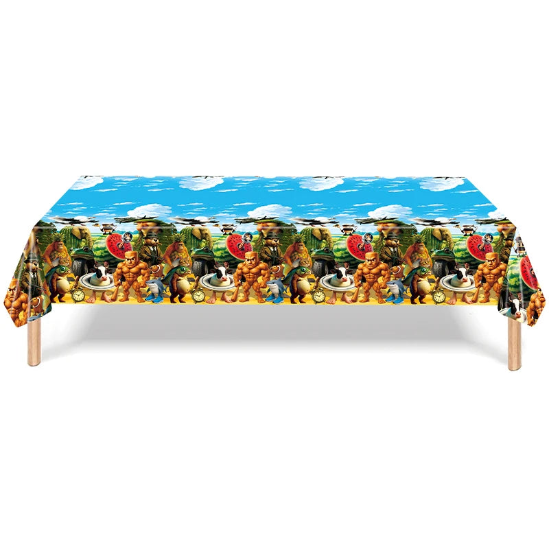 assiettes jetables animaux personnages bleu jaune vert anniversaire fête noël