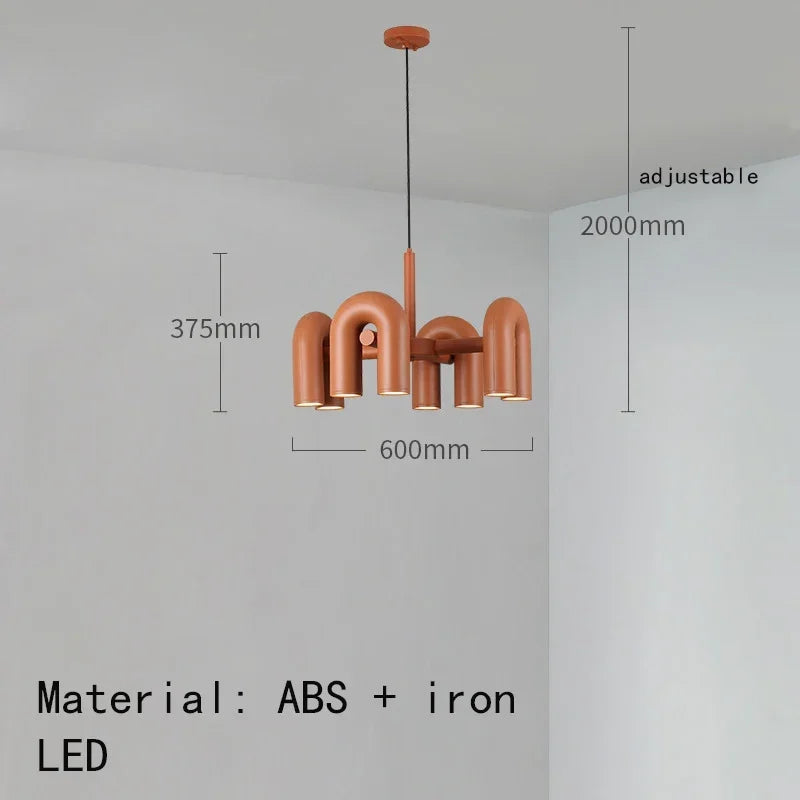Suspension lumineuse moderne tubulaire contemporaine gris noir rouge ampoules intégrées