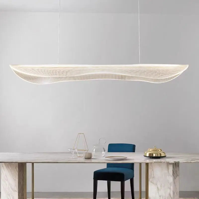 Suspension lumineuse moderne métal blanc texture bois salon chambre étude 15 30m²