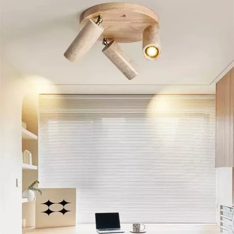 spot lumineux bois foncé texture naturelle moderne minimaliste clips fixations