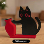 support mural vase noir dessin chat yeux blancs adhésif décoration moderne aimant réfrigérateur