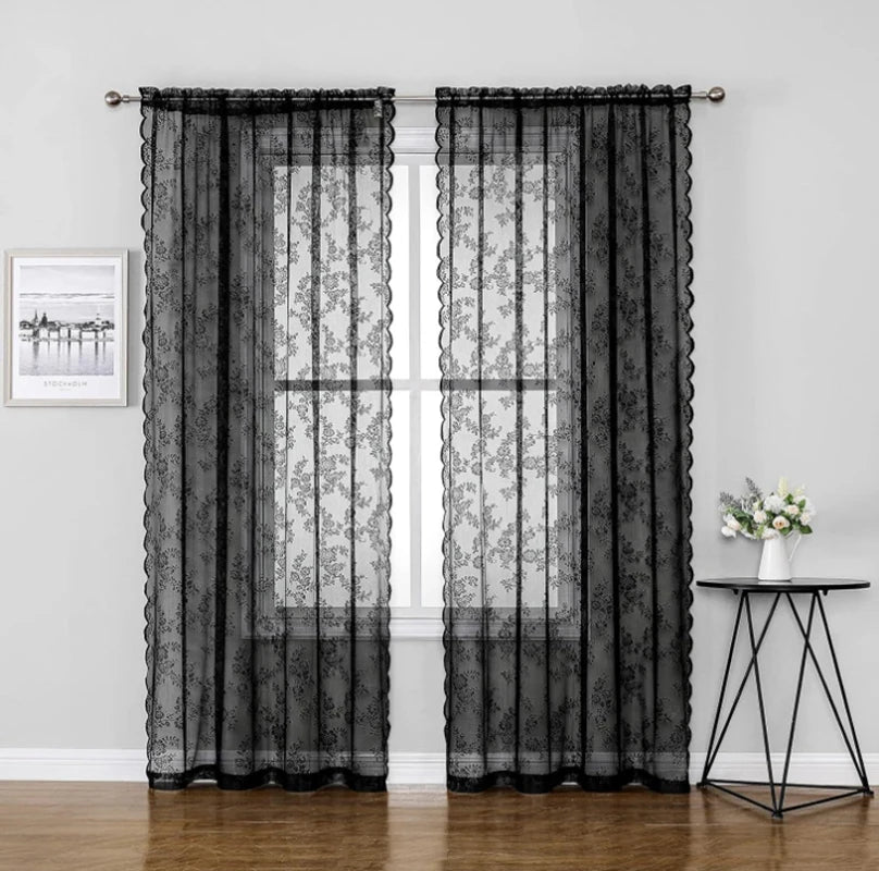 rideau blanc broderie florale polyester transparent classique oeilletsextérieur thermique lumière