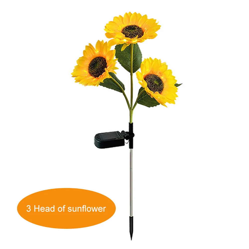 fleur artificielle solaire jaune tournesol moderne extérieur piquet métallique led nocturne jardin noël