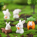 figurines lapins blancs cartoonesques carottes paniers résine décorations extérieures miniatures