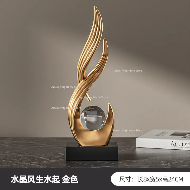 sculpture décorative résine blanche or contemporaine cristal transparent base opaque minimaliste fixée plateau