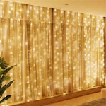 rideau lumineux led blanc moderne 300 leds 3x3m télécommande câble usb