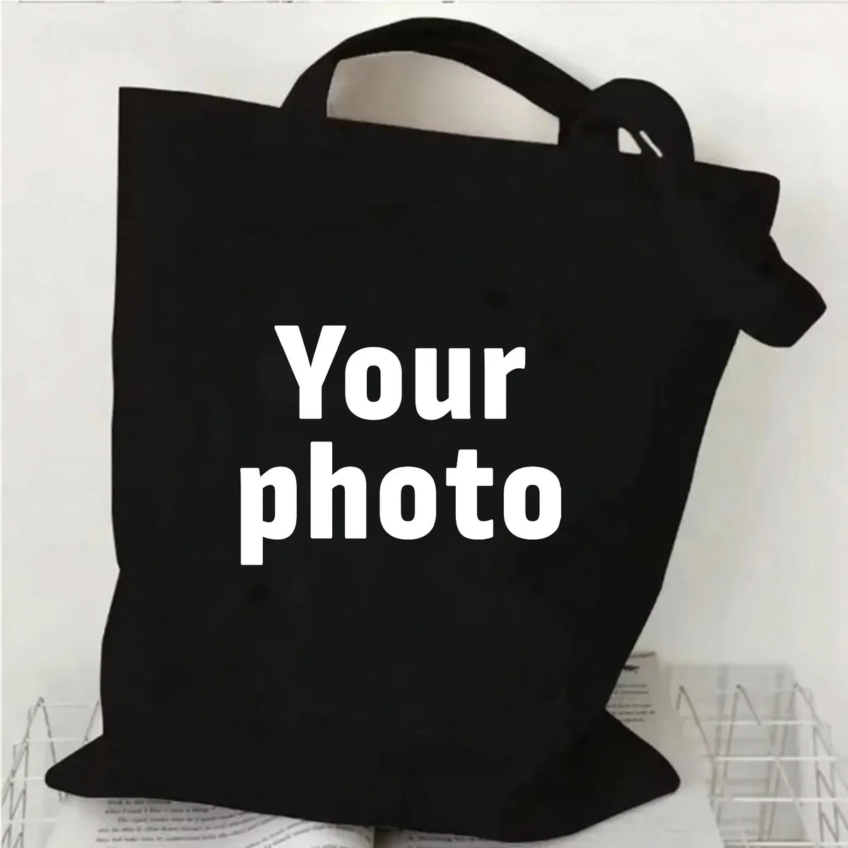sac main noir blanc poignées détachables simple moderne personnalisable respectueux environnement