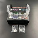 lunettes lumineuses led futuristes transparentes paillettes circuit imprimé élastique fête rave club nuit