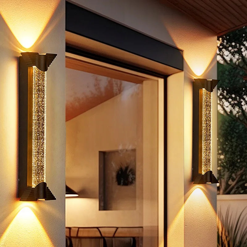 applique murale led moderne cristaux scintillants noir doré ip55 30cm 40cm 60cm