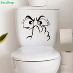 sticker mural noir visage triste dessin animé salle bain amovible décoration humoristique