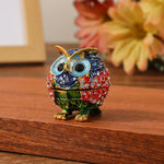 boîte bijoux oiseau strass bleu rouge vert or artisanal deco 3.5cm 3.5cm
