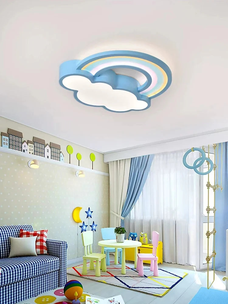 lampe nuages arc ciel enfants moderne rose bleu blanc