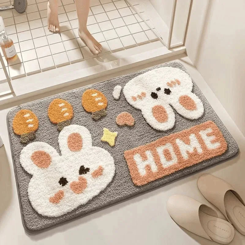 tapis sol décoratif mignon motif cartoon animaux fleurs doux absorbant salle bain maison