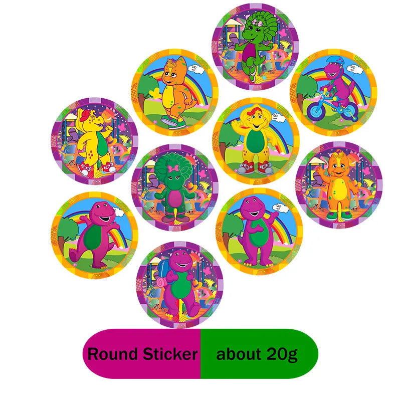 ballons dessins animés assiettes gobelets bannières anniversaire barney arc ciel nuages pois multicolores enfants