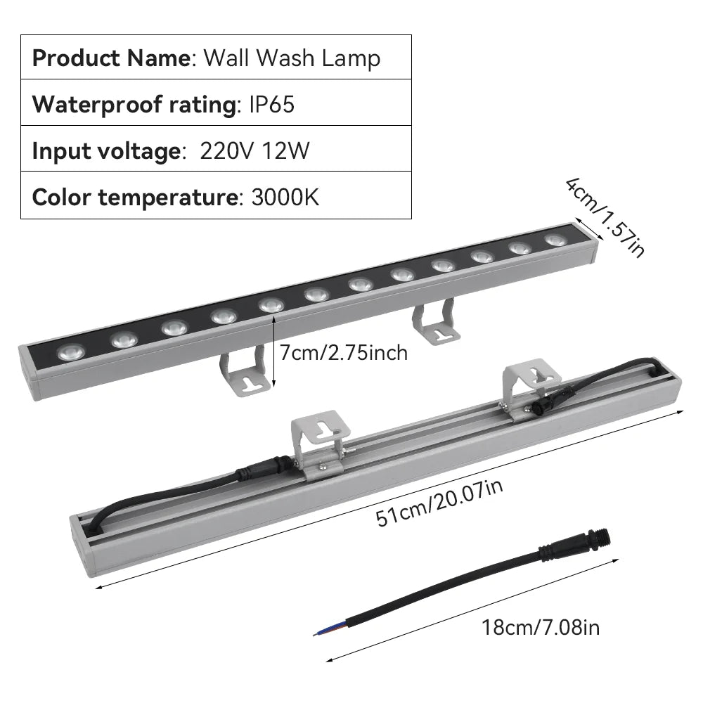 éclairage mural led ip65 moderne argenté 220v 51cm 4cm 7cm
