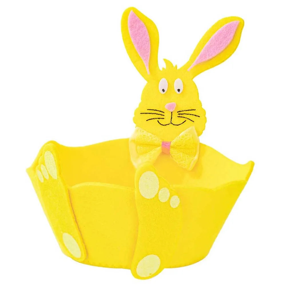 panier feutrine forme lapin deco pâques couleur jaune orange vert enfantin mignon