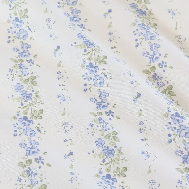 tissu coton imprimé floral bleu gris rose literie maison bricolage popeline sergé 235cm opaque
