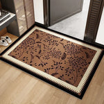 tapis antidérapant marron noir floral fleurs feuilles papillons classique couloir porte maison