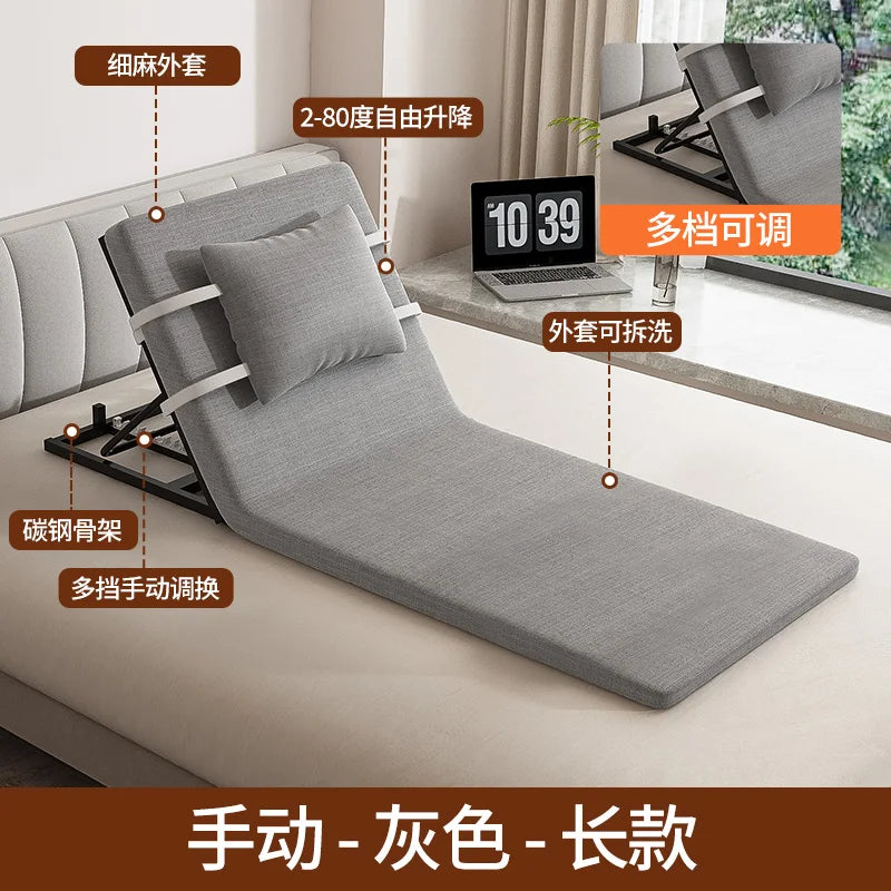 lit pliant moderne gris toile lin coussin oreiller support tablette