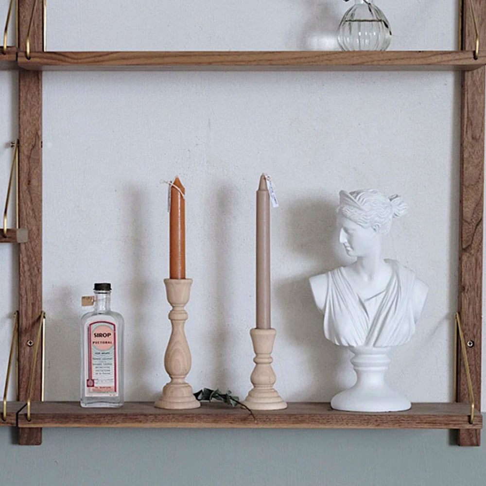 supports bougie bois naturel décoration classique rustique fixer chez soi chandelles incluses