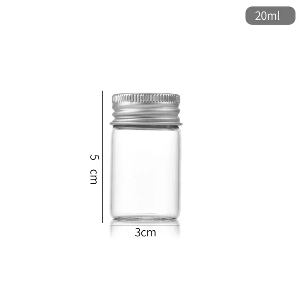 bouteilles transparentes stockage 10ml 20ml 30ml 40ml 50ml capsules métalliques respectueux environnement moderne minimaliste