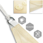 tonnelle moderne beige clair imperméable anti uv cordelette blanche patio terrasse jardin fixations