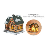 décorations noël miniatures maison bois naturel rustique vintage porte fenêtre led