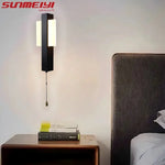 lampe murale led moderne fixée mur blanc noir interrupteur cordon rectangulaire lisse
