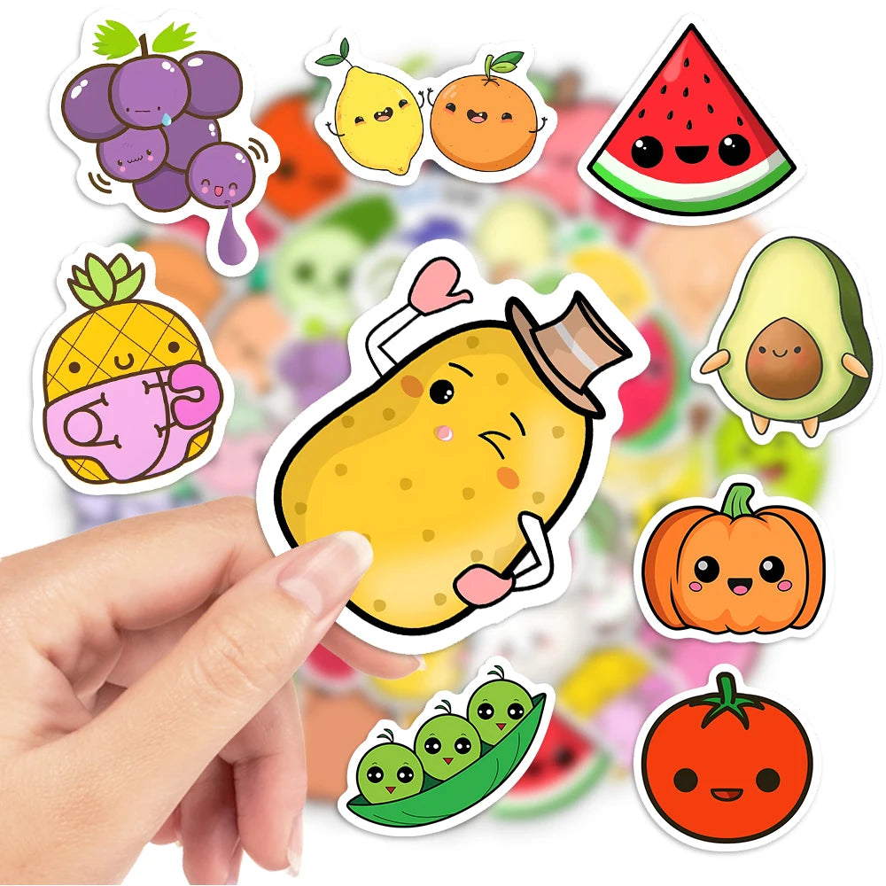 sticker adhésif fruit dessin animé multi couleur waterproof vinyl 6cm adultes adolescents scrapbooking portable