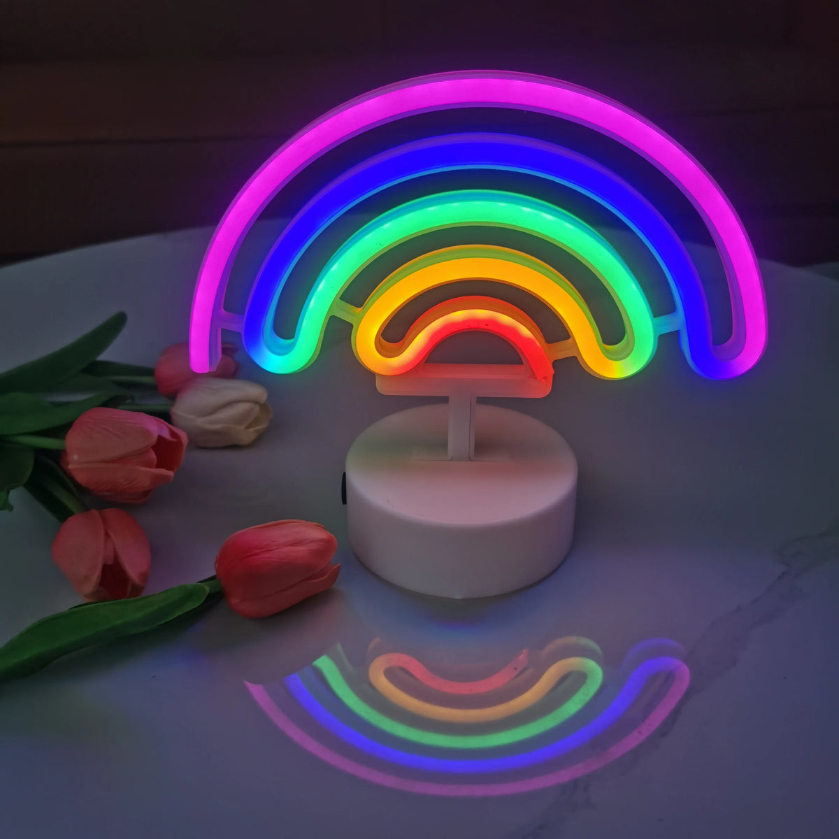 lampe néon arc ciel moderne violet bleu vert jaune orange rouge usb piles chambre