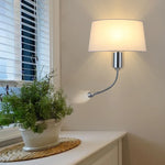 lampe murale moderne abatjour tissu texturé beige clair noir minimaliste fixée mur chambre coucher