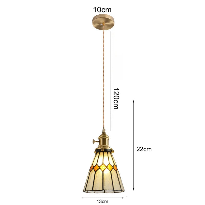 lustre suspendu vintage tiffany floral verre coloré motifs botaniques géométriques