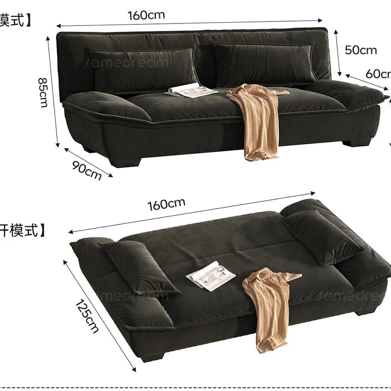 canapé convertible moderne velours beige dimensions pliables coussins
