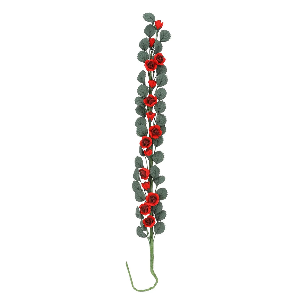 guirlande fleurs artificielles vert rouge rose blanche feuilles naturel décorative crochets métalliques fixations