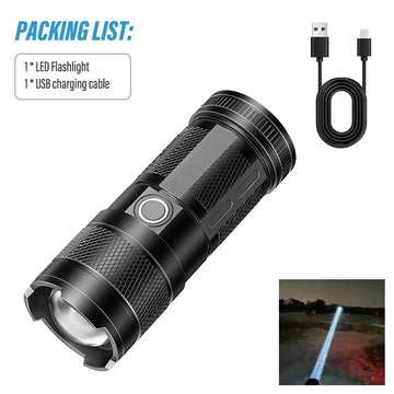 lampe poche led rechargeable modes éclairage distance 500mètres noir argenté moderne