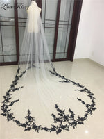 voile mariée cathédrale dentelle florale blanche noire transparente femme classique