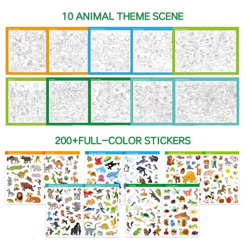 livre stickers coloriage animaux enfants ans activités diy recherches illustrationsscrição
