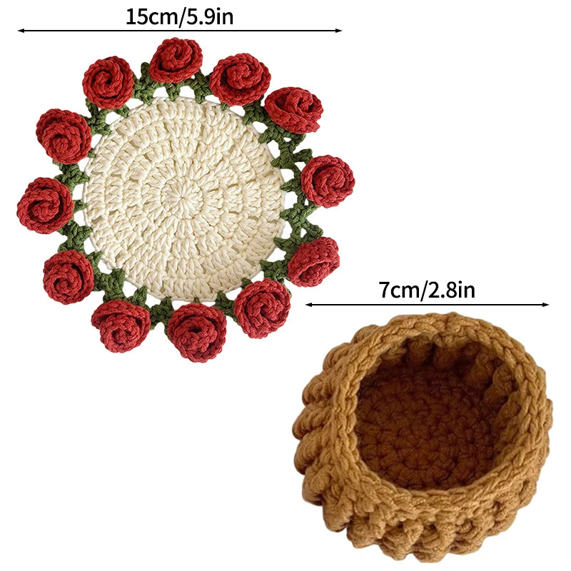 tapis table bouquet roses panier motifs fleuris artisanal main d'œuvre respectueux environnement
