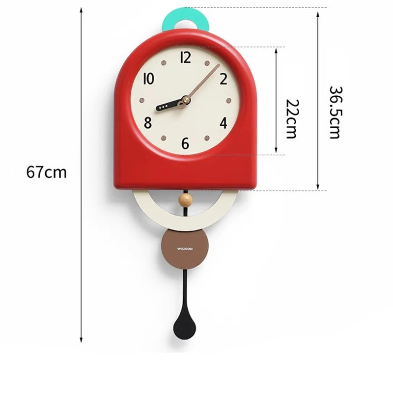 horloge murale moderne minimaliste aiguilles balancier noir blanc rouge