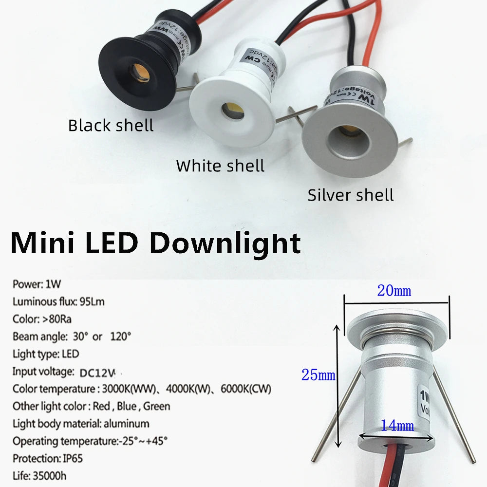 projecteur led mini 1w noir blanc argent 12v extérieur moderne dimmable