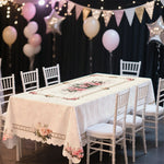 nappe table fleur rose beige clair classique romantique imperméable machine réutilisable 140x140cm 180x140cmextérieurhôtelmarriagesbanquet