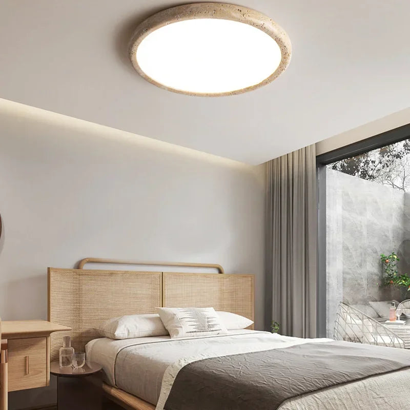 lampe moderne minimaliste verre pierre texture granulaire beige gris clair opacité neutre lumière