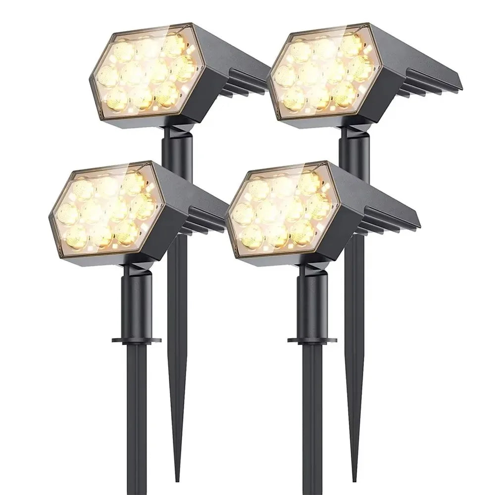 spots solaires led rechargeables ip67 moderne noirs hexagonaux autoinstallationextérieur 810h