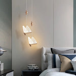 suspension lumineuse moderne papillon blanc doré translucide 10cm 15cm 17cm 150cm