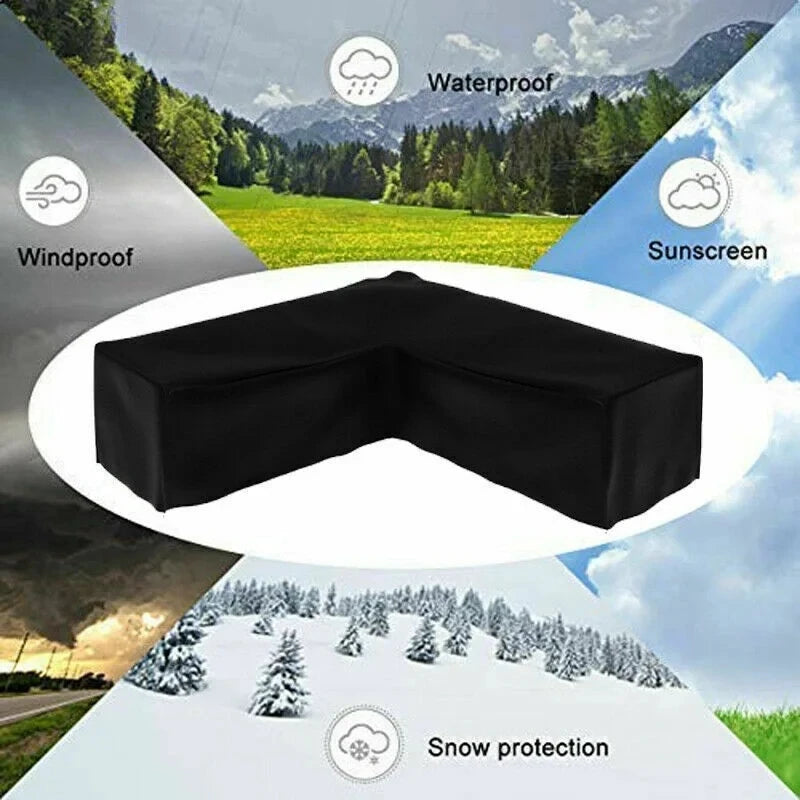 housse protection canapé angle noir polyester moderne ruban adhésif extérieur anti poussière uv imperméable