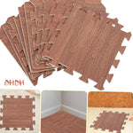 tapis sol mousse eva interlocking bois marron clair beige moderne fitness yoga