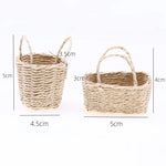 Mini panier tissé en osier gris clair pour rangement déco